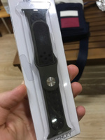 Силиконовый ремешок для часов Apple Watch 38/40/41 мм / Ремешок на часы эпл вотч 38/40/41 мм темно-зеленый/черный (№29), размер S #6, Никита П.