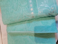 Набор полотенец махровых 35x60, 50x90, 70x130 см мятный цвет, полотенце махровое, полотенце банное, набор полотенец подарочный #66, Виктория П.