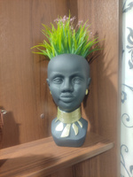 Статуэтка из гипса ваза кашпо голова Африканки чёрного цвета #23, Гульнара П.