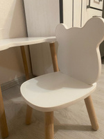 Детский стол и стул из дерева MEGA TOYS Мишка комплект деревянный белый столик со стульчиком / набор мебели для детской комнаты рисования и кормления малышей / подарок на 1 годик девочке и мальчику #87, Александра А.