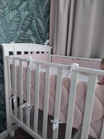 Бортики в кроватку для новорождённых стеганые MamiBro, 100% хлопок, 60х30 см - 2 шт, 120х30 см - 2 шт, бледно розовый #20, Лидия Ш.