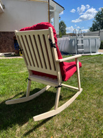 Кресло качалка для дачи Kale HOME с красным матрасом в комплекте / Деревянное качающееся кресло / Садовое кресло-качалка из фанеры #5, павел ф.