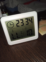 Метеостанция с часами, электронный термометр с датчиком влажности, белый #5, Алина И.