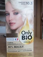 Only Bio Color Профессиональная восстанавливающая стойкая крем-краска для волос без аммиака, 10.3 Сияющий блонд, 115 мл #59, Елена Г.
