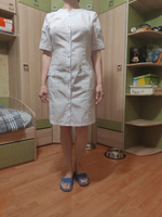 Медицинский халат женский Медис/Халат для студентов/Белый медицинский халат с рукавом 1/2/Медицинская одежда MediS/Медицинский халат на кнопках женский #39, Екатерина О.