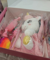 Подарочный набор "Единорог" в подарок для девочки на день рождения. Рюкзак с игрушкой, ожерелье и браслет, сережки и кольца, расческа, ободок, заколки, шарик. #85, Егор К.