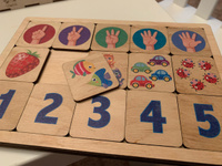 Обучающая деревянная игра пазл для малышей "Считаем до пяти" (Развивающие пазлы для маленьких, подарок на день рождения, для мальчика, для девочки) Десятое королевство #81, Матвеева В.
