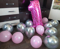 Набор воздушных шаров "Серебро хром - розовый пастель, 20 штук #150, Екатерина