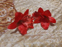 Комплект двух заколок "Тропический цветок Орхидея", красный #8, Ивановский Денис