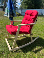 Кресло качалка для дачи Kale HOME с красным матрасом в комплекте / Деревянное качающееся кресло / Садовое кресло-качалка из фанеры #7, павел ф.