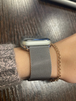 Металлический ремешок на руку для смарт часов Apple Watch series 1-8 и Эпл Вотч SE 38-40-41 mm Миланская петля / Сменный магнитный браслет миланского плетения для часов Эпл, Серебро #8, Элона М.