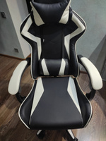 Игровое геймерское кресло на колесиках BYROOM Game BAN white HS-5010-W кожаное крутящееся. Компьютерный стул для геймера с ортопедической высокой спинкой для игр и работы на пк #46, Дмитрий В.