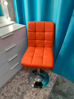 Барный стул оранжевый высокий поворотный со спинкой кухонный с подъемным механизмом Barneo N-48 Kruger, сидение эко-кожа, основание хром, интерьерный дизайнерский в стиле лофт #5, Екатерина О.