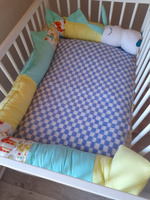 Бортик валик "Дракоша - Витаминка" в детскую кроватку для новорожденного мальчика или девочки 220 см. Белый, желтый, разноцветный #38, Наталья У.