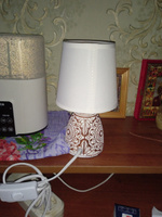 Настольный светильник с абажуром для спальни Rivoli Debora D7045-501 декоративный лофт / Настольная лампа Е14 в детскую прикроватная интерьерная классика 40Вт, коричневая #8, Альбина Г.