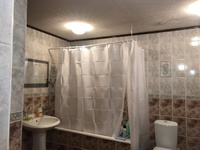 Карниз для ванной комнаты угловой KONONO, белый 260 см, держатель 12 пластиковых колец #16, Мария М.