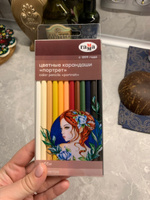 Карандаши цветные мягкие для рисования Гамма серия "Хобби", набор карандашей профессиональных из 12 цветов Портрет, для творчества и школы #4, Дарья У.