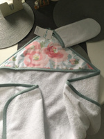 Полотенце для новорожденного с уголком Английские Розы, Полотенце детское с капюшоном банное, махровое 90х90 см, варежка-мочалка, Mom'Story Design #58, ПД УДАЛЕНЫ