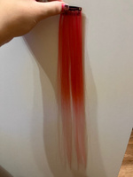 Цветные пряди для волос на заколках Lukky Fashion, искусственные, детские, розовые, градиент, 55 см, аксессуары для девочек, 1 шт. #2, Чистоходова А.