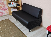 Прямой диван MONOFIX БУНО, экокожа, черный, 110х67х73 см (ШхГхВ) #177, Лотта Ч.