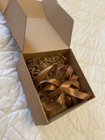 Крафтовая подарочная коробка, праздничная картонная упаковка с наполнителем и атласной лентой, самосборная #59, Надежда