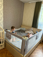 Защитный бортик для детской кровати от падения 180 см от падения, серый, мышка CINLANKIDS (высота регулируется) #102, Анна К.