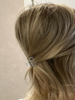 Комплект (набор) заколок для украшения волос KRISTANAM 2 шт "минимализм" / женская заколка краб для хвоста / Зажим для пучка / маленький (мини) крабик 2,5 см / аксессуар для волос / детские заколочки крабики / прямоугольные, серебро #68, 𝓛𝓲𝓵𝔂 𝓓.