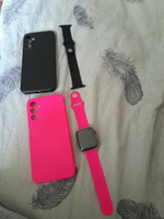 Cиликоновый ремешок для Apple Watch 42 44 45 49 мм, размер S/M, series 1-8 (для эпл вотч), ярко-розовый, Bandside #125, Вера Ф.