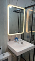 Джерси 60-3, зеркало шкаф для ванной с подсветкой (правый, с часами, с подогревом, с LED подсветкой, смена цвета) #13, Назлыгуль Х.