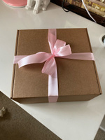 Крафтовая подарочная коробка, праздничная картонная упаковка с наполнителем и атласными лентами, самосборная #42, Олеся А.