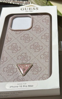 Чехол Guess PU leather на Apple iPhone 15 Pro Max / для Айфон 15 Про Макс из экокожи, с защитой камеры, с металлическим логотипом 4G Triangle Diamond, розовый #8, Ирина Г.