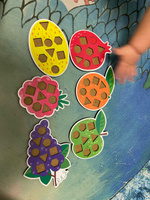 Сортер для малышей Монтессори "Фрукты" по цветамм, деревянная развивающая игрушка для детей от 1 года, 6 фруктов, 48 геометрических деталей #46, Екатерина В.