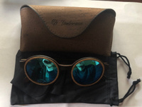 Деревянные поляризационные солнцезащитные голубые очки панто ручной работы "York Lux Blue" от Timbersun #7, СЕРЁЖА Р.