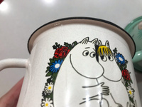 Кружка походная Hitt Moomin Влюбленные эмалированная, металлическая 400 мл #85, Евгения А.