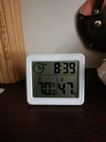 Метеостанция с часами, электронный термометр с датчиком влажности, белый #3, Анастасия К.