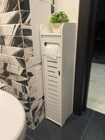 Шкаф-стойка BeEV 78x16.5x20 напольная малая с дверцей и полками для хранения в ванную комнату и туалет. #6, Владислава Б.