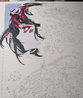 Раскраска картина по номерам на холсте "Прогулка под водой. Девушка аниме" 40х40 #41, Валерия К.
