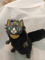 Кошка-бастет черная с зелеными глазами. Игрушка авторская, ручная работа, шарнирная #8, Наталья К.