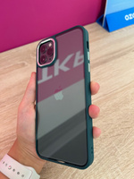 Чехол для iPhone 11 Pro Max / LAPRAMOL / Чехол на Айфон 11 Про Макс прозрачный с темно-зеленым бампером / Бортик камеры с гальваническим покрытием чехла #29, Вероника Д.