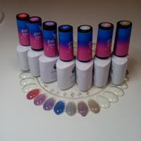 Гель лак для ногтей набор ADRICOCO Little Pixie светоотражающий с блестками 7 цветов, 8 мл #66, Виталия П.