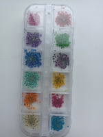 Сухоцветы для дизайна ногтей D 1-2 см. + пластиковый кейс, 36 шт. соцветий, набор 12 расцветок. #69, Мария П.