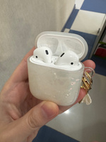 Чехол для наушников Airpods 1 / 2 ( на Аирподс ) жемчужный с брелком #35, Айзада Н.