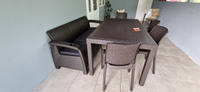 Комплект садовой мебели из ротанга Set 3+4стула+обеденный стол 160х95, с комплектом черных подушек #7, Кристина В.