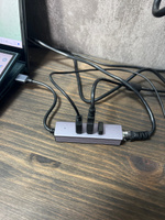 Хаб USB to 3xUSB3.0 + RJ45 (1000Mbps) hoco HB34 / Plug&Play / темно-серый #4, Алёна Г.