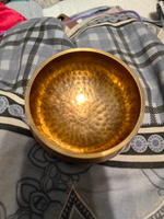 Тибетская поющая чаша полукованая 9.5 см Непал в комплекте чаша, стик, подушечка, бокс бордовый #8, Кирина Л.