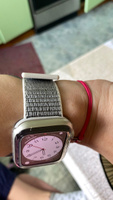 Нейлоновый ремешок для умных смарт часов Apple Watch series 1-8 и Эпл Вотч SE 38-40-41 mm / Эластичный тканевый браслет для Эппл Вотч 1-8 и СЕ на липучке, светло-серый #63, Наталия Ч.