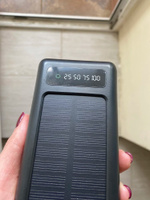 Мощный портативный повербанк 50000mAh, Внешний аккумулятор, встроенные кабеля, солнечная батарея, фонарик, IOS/Android, подарок мужчине/женщине, черный #36, Фаина В.