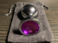 Анальная пробка Magic Toy, металлическая, размер M, с кристаллом, фиолетовая #3, Алина М.