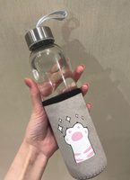 Бутылка для воды стеклянная в чехле "Лапки", объем 300 мл, размер 6,5х17 см #6, Елизавета К.