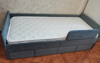 Кровать детская подростковая односпальная 180х80 Серо-синий с двумя ящиками и бортиком в комплекте #2, максим М.